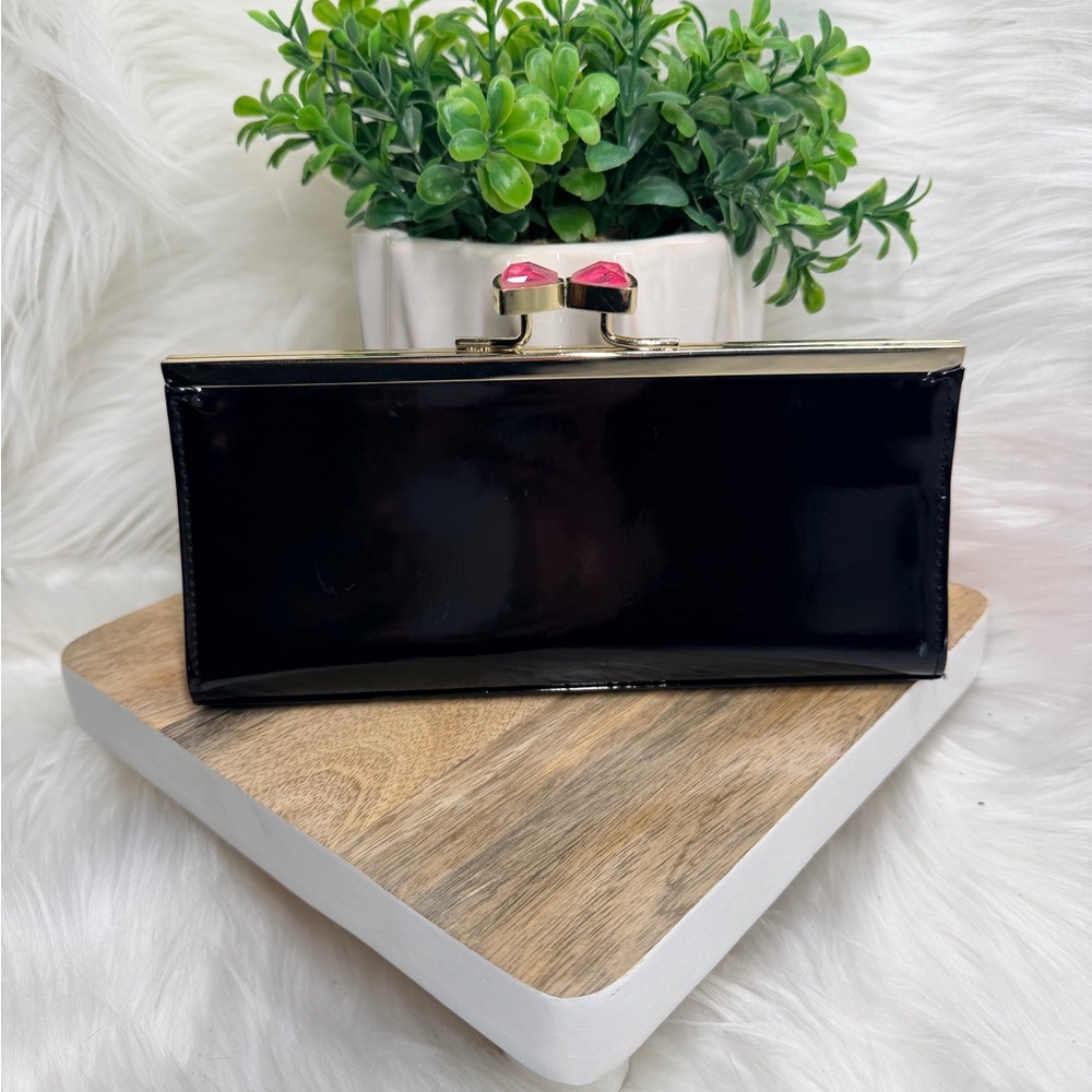 Ted Baker Black Clutch with Gold and Pink Accents